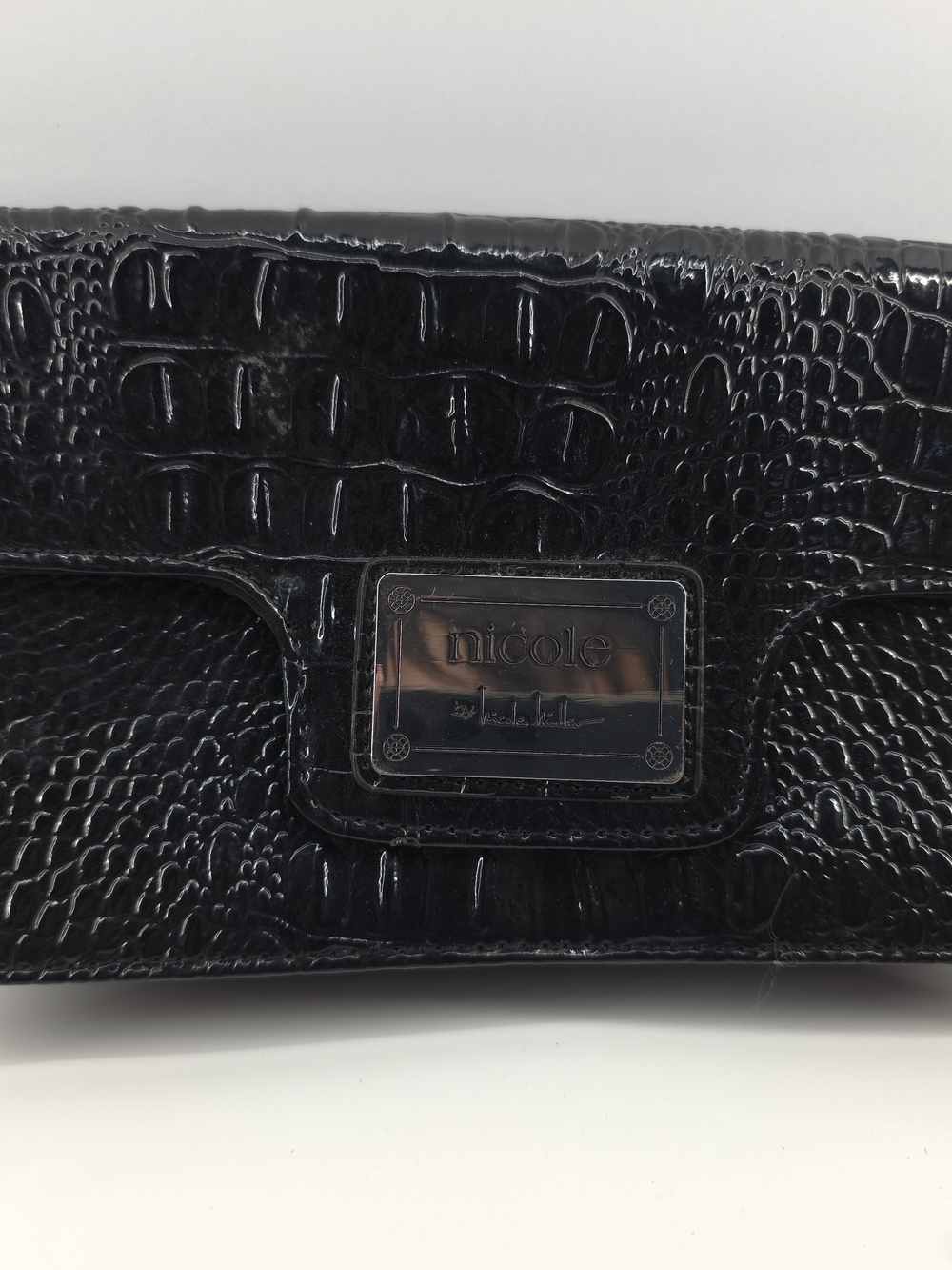 Nicole Black Croc-Embossed Interior Pouch